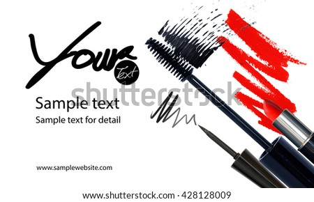 Makeup artist business card template with makeup items background