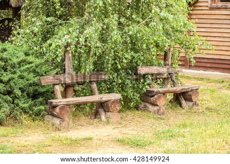 wooden benches in the park