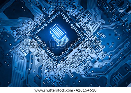 Social media, WIFI & Internet icon on  motherboard