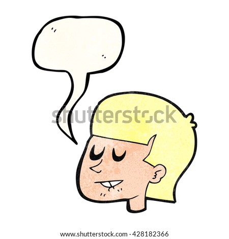 freehand speech bubble textured cartoon man biting lip