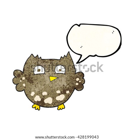 freehand speech bubble textured cartoon little owl