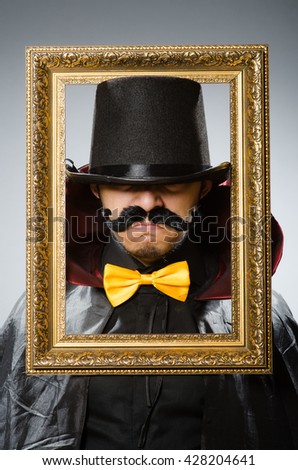 Funny man with picture frame