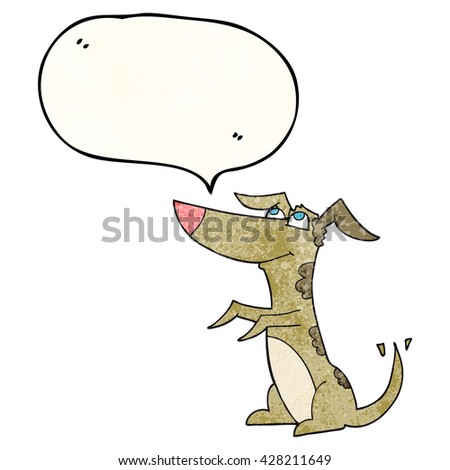 freehand speech bubble textured cartoon dog