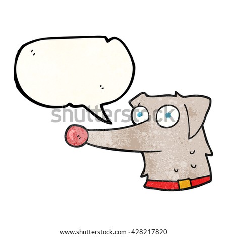 freehand speech bubble textured cartoon dog with collar
