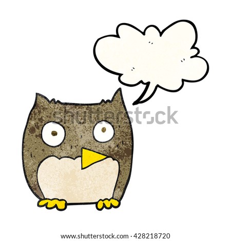 freehand speech bubble textured cartoon owl