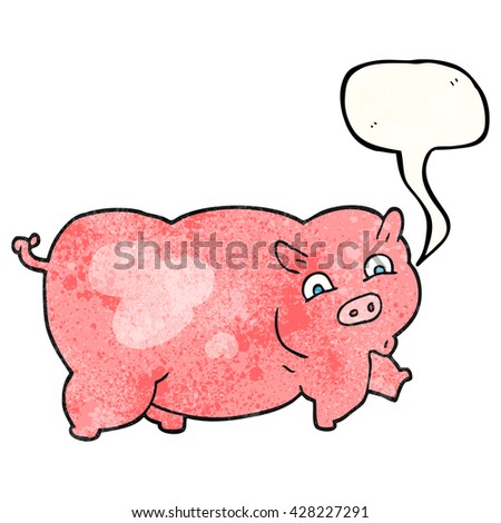 freehand speech bubble textured cartoon pig