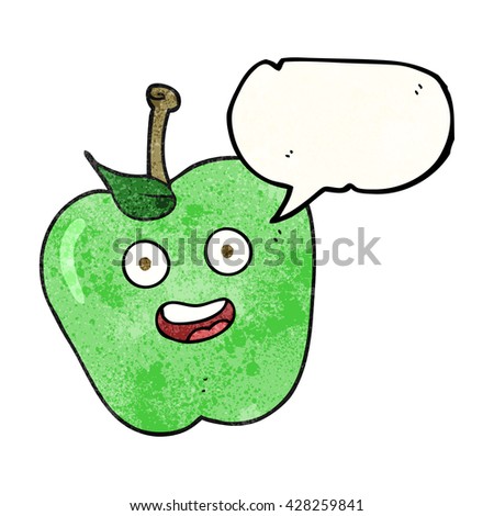 freehand speech bubble textured cartoon apple