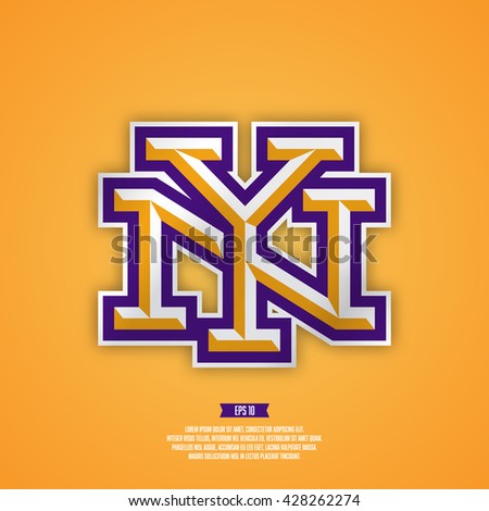 Modern professional New york city baseball sport style logo. NY monogram.