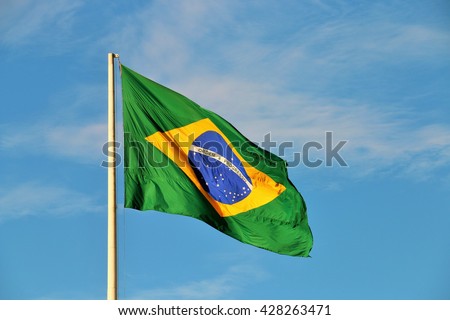 Brazilian flag waving Royalty-Free Stock Photo #428263471
