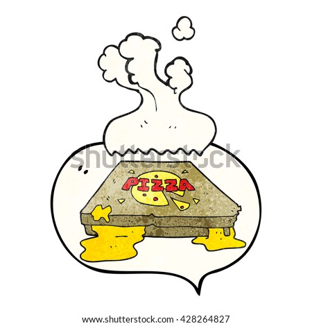 freehand speech bubble textured cartoon pizza