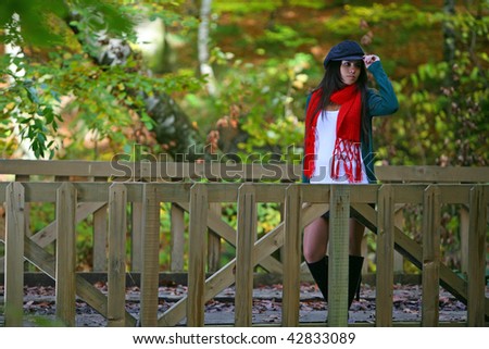 Picture of beautiful girl in the foliage