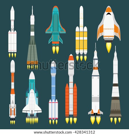 Rocket set vector and technology ship rocket cartoon design Royalty-Free Stock Photo #428341312
