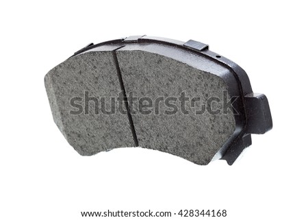 Brake pads isolated, car part automobile brake shoes on a white background.