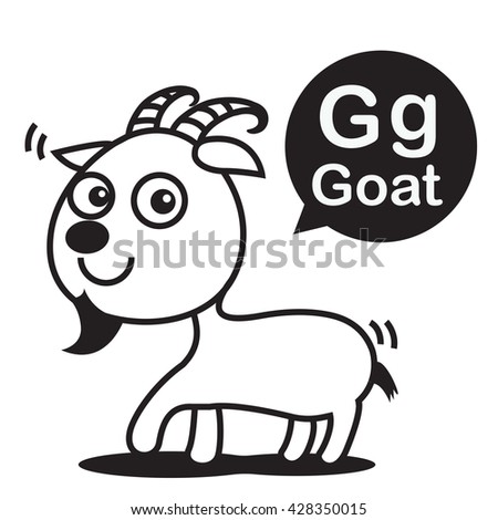 G Goat cartoon and alphabet for children to learning and coloring page vector illustration eps10