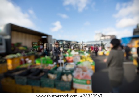 Bokeh background of Sunday Market in Wellington 