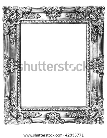 Old Silver Picture Frame on white background