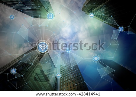 smart city and wireless communication network, abstract image visual, internet of things