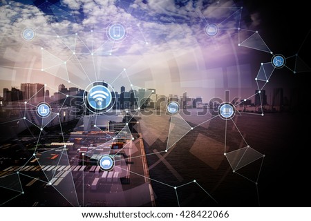 smart logistics and wireless communication network, abstract image visual, internet of things