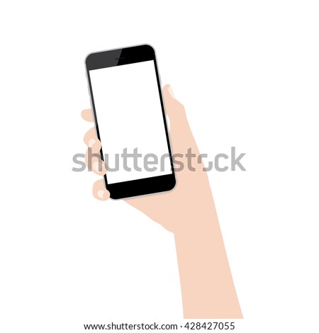 hand holding phone isolated on white background vector design
