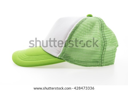 Green Baseball cap or hat isolated on white background
