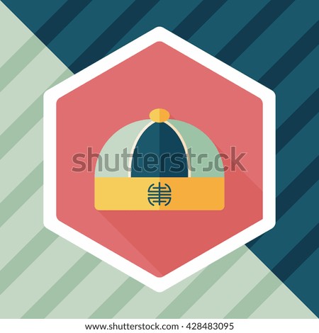 Chinese hat flat icon with long shadow,eps10