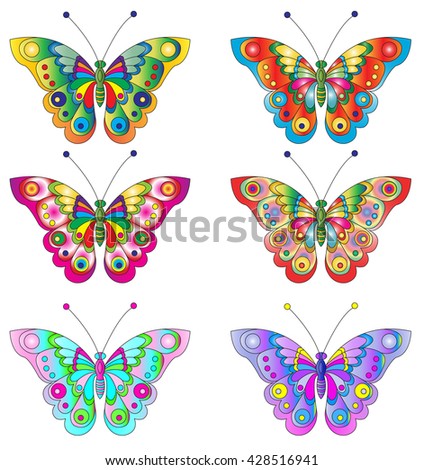 Butterflies. Cute butterflies vector set