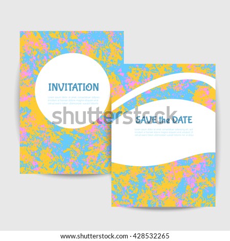 Set of cards made in abstract painting  style. Pattern cropped with Clipping Mask. 