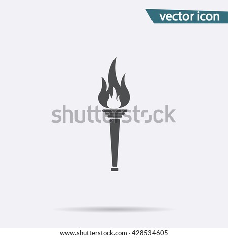 Torch flame icon isolated. Fire symbol in trendy flat style for website. Vector fire logo illustration.