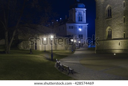 Night photo of the Temple of St. Barbara and Jesuit College in Kutna Hora. Kutna Hora (Ger. Kuttenberg) is a significant urban conservation area, a UNESCO World Heritage Site.