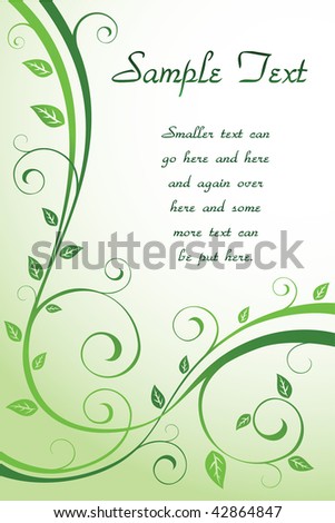 Floral green leaf card with text space. Vector also available.