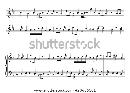 music staff with music notes - vector