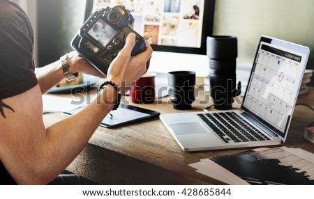 Photographer Journalist Working Studio Agency  Concept