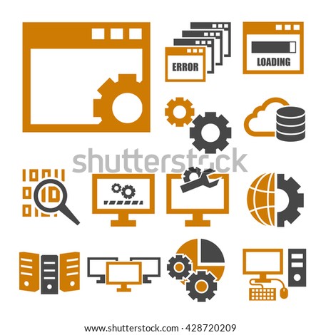system administrator, computer network icon set