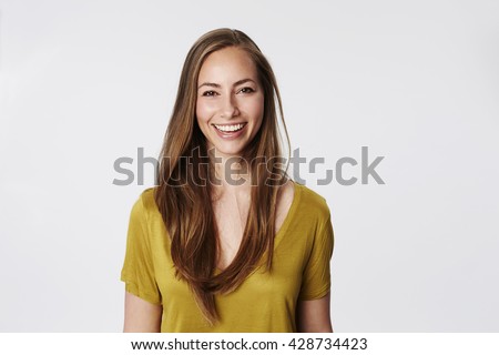 Brilliant smile on beautiful brunette, portrait