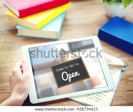 Open Signage Marketing Shop Concept
