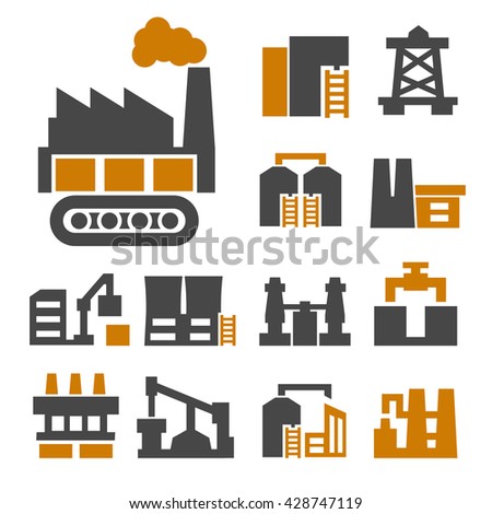 industry, factory icon set