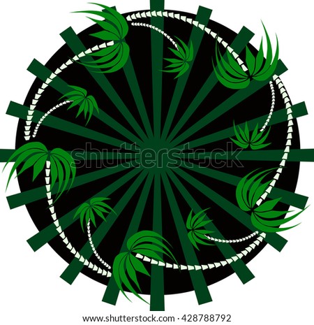 palm trees around a circle in six different colours and options
