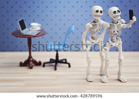 Selfie, Skeletons self portrait with his work colleague 
