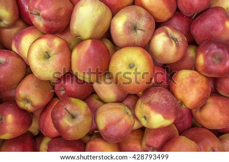 Background of fresh ripe red yellow apples
