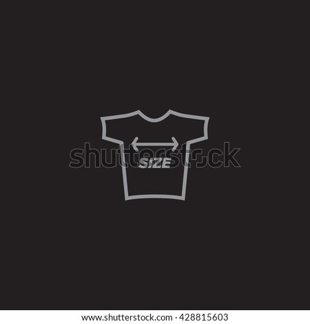 Grey outline thin shirt size vector icon on black background