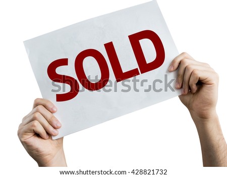 Sold placard isolated on white background