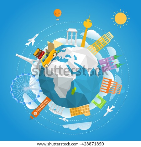 World famous signts abstract silhouettes collection. Travel concept vector 
illustration