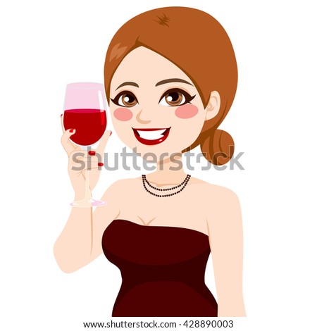 Young happy smiling woman toasting with wine glass