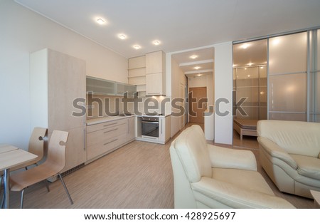 Modern interior of the apartment. Studio.