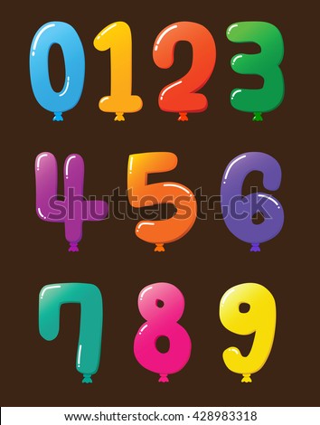Vector stock of colorful set of balloon shaped numbers