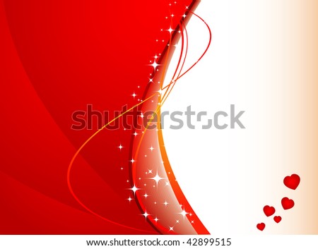 valentines background with hearts, stars and waves