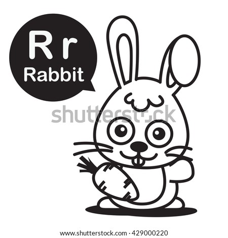 Rabbit animal cartoon and alphabet for children to learning vector illustration eps10