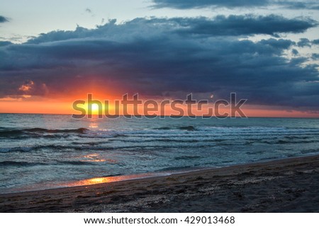 Sunset with storm clouds of the Gulf of Mexico