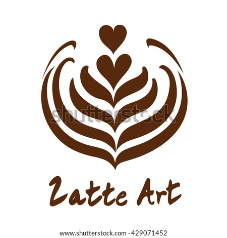 Tulip heart and rosetta latte art Hot coffee logo, icon, symbol vector design Royalty-Free Stock Photo #429071452