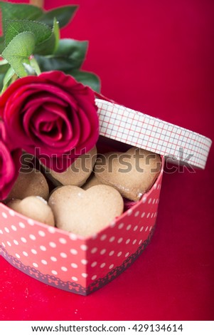 sweet cookies in heart shape box